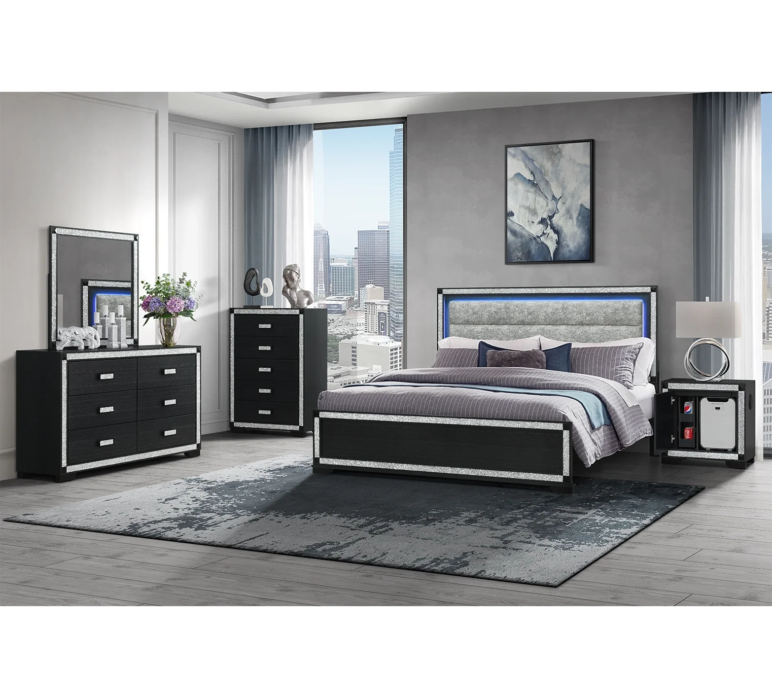 Fergie Charcoal Nightstand with Cooler - Image 4